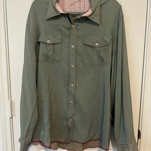 Arnold Zimberg Long Sleeve Cotton Silk Blend Men’s Stripped Button Down Shirt